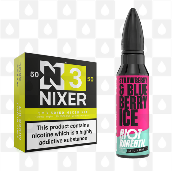 Strawberry Blueberry Ice | BAR EDTN by Riot Squad E Liquid | 60ml Long Fill, Nicotine Type: Regular Nicotine, Strength & Size: 03mg • 60ml • Inc Shots (50/50)