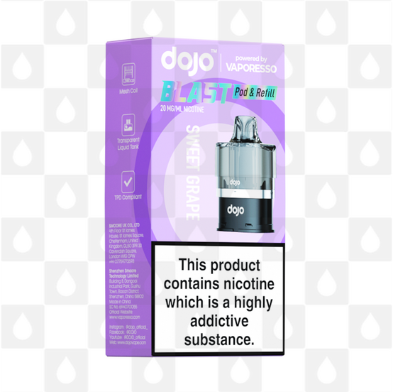 Sweet Grape | Vaporesso Dojo Blast 6000 Replacement Pods, Strength & Puff Count: 20mg • 6000 Puffs