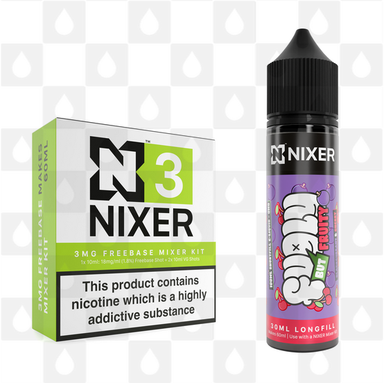 Blackcurrant & Cherry by Fugly But Fruity x Nixer E Liquid | 60ml Long Fill, Nicotine Type: Regular Nicotine, Strength & Size: 03mg • 60ml • Inc Shots (70/30)