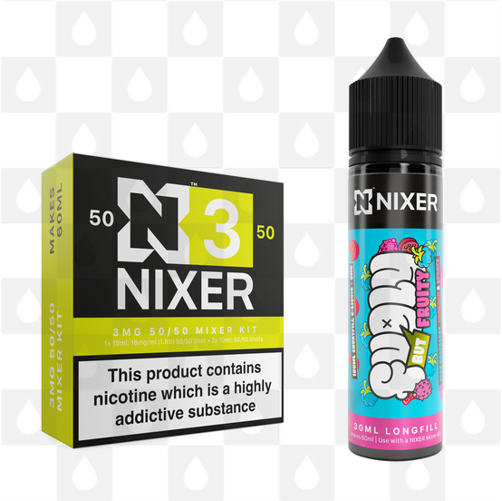Blue Raspberry, Rhubarb & Lychee by Fugly But Fruity x Nixer E Liquid | 60ml Long Fill, Nicotine Type: Regular Nicotine, Strength & Size: 03mg • 60ml • Inc Shots (50/50)