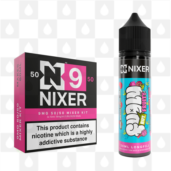 Blue Raspberry, Rhubarb & Lychee by Fugly But Fruity x Nixer E Liquid | 60ml Long Fill, Nicotine Type: Regular Nicotine, Strength & Size: 09mg • 60ml • Inc Shots (50/50)