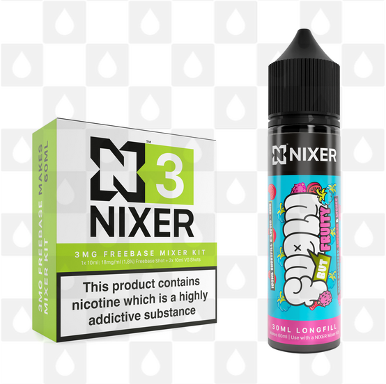 Blue Raspberry, Rhubarb & Lychee by Fugly But Fruity x Nixer E Liquid | 60ml Long Fill, Nicotine Type: Regular Nicotine, Strength & Size: 03mg • 60ml • Inc Shots (70/30)