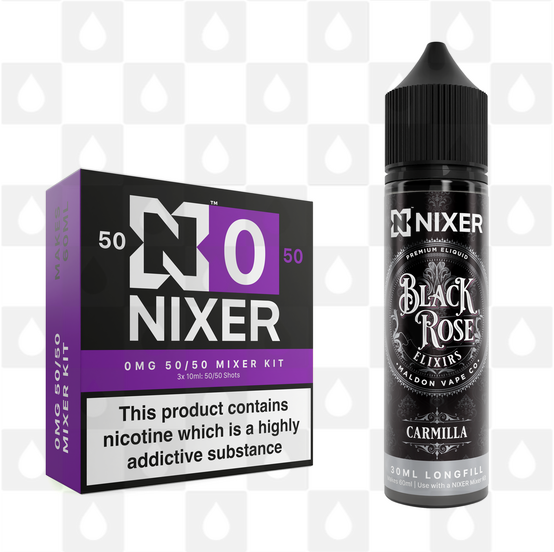 Carmilla by Black Rose Elixirs x Nixer E Liquid | 60ml Long Fill, Nicotine Type: Nicotine Free, Strength & Size: 00mg • 60ml • Inc VG/PG Shots (50/50)