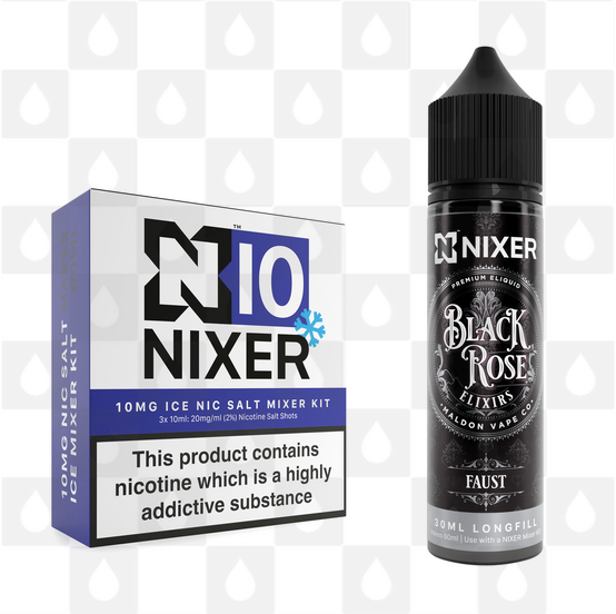 Faust by Black Rose Elixirs x Nixer E Liquid | 60ml Long Fill, Nicotine Type: Nicotine Salt, Strength & Size: 10mg Salt Ice • 60ml • Inc Shots (50/50)