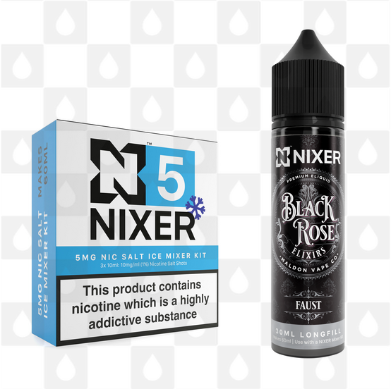 Faust by Black Rose Elixirs x Nixer E Liquid | 60ml Long Fill, Nicotine Type: Nicotine Salt, Strength & Size: 05mg Ice Salt • 60ml • Inc Shots (50/50)