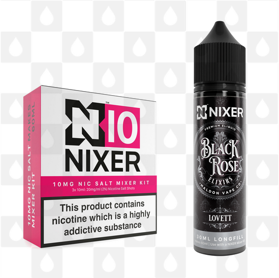 Lovett by Black Rose Elixirs x Nixer E Liquid | 60ml Long Fill, Nicotine Type: Nicotine Salt, Strength & Size: 10mg Salt • 60ml • Inc Shots (50/50)