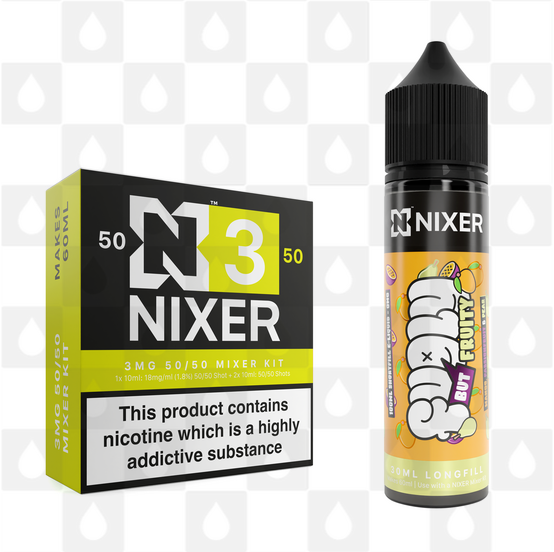 Mango, Passionfruit & Pear by Fugly But Fruity x Nixer E Liquid | 60ml Long Fill, Nicotine Type: Regular Nicotine, Strength & Size: 03mg • 60ml • Inc Shots (50/50)