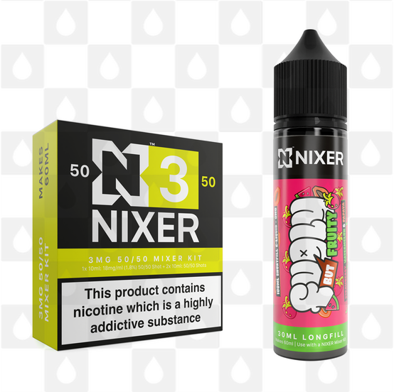 Strawberry, Watermelon & Papaya by Fugly But Fruity x Nixer E Liquid | 60ml Long Fill, Nicotine Type: Regular Nicotine, Strength & Size: 03mg • 60ml • Inc Shots (50/50)