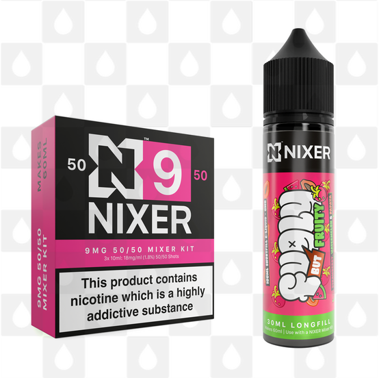 Strawberry, Watermelon & Papaya by Fugly But Fruity x Nixer E Liquid | 60ml Long Fill, Nicotine Type: Regular Nicotine, Strength & Size: 09mg • 60ml • Inc Shots (50/50)