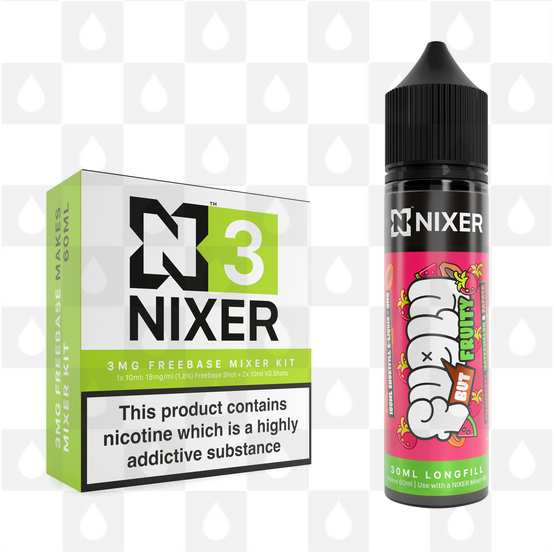 Strawberry, Watermelon & Papaya by Fugly But Fruity x Nixer E Liquid | 60ml Long Fill, Nicotine Type: Regular Nicotine, Strength & Size: 03mg • 60ml • Inc Shots (70/30)