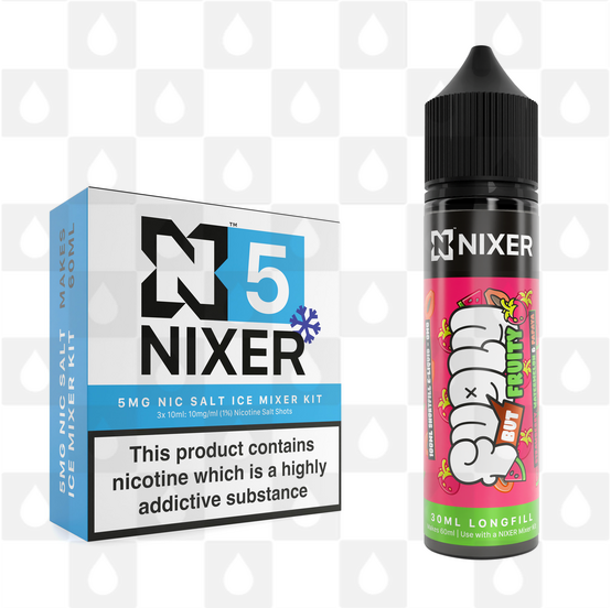 Strawberry, Watermelon & Papaya by Fugly But Fruity x Nixer E Liquid | 60ml Long Fill, Nicotine Type: Nicotine Salt, Strength & Size: 05mg Ice Salt • 60ml • Inc Shots (50/50)