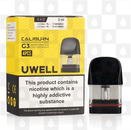 Uwell Caliburn G3 Replacement Pods, Pod Type: 4 x 0.4 Ohm Mesh Pods