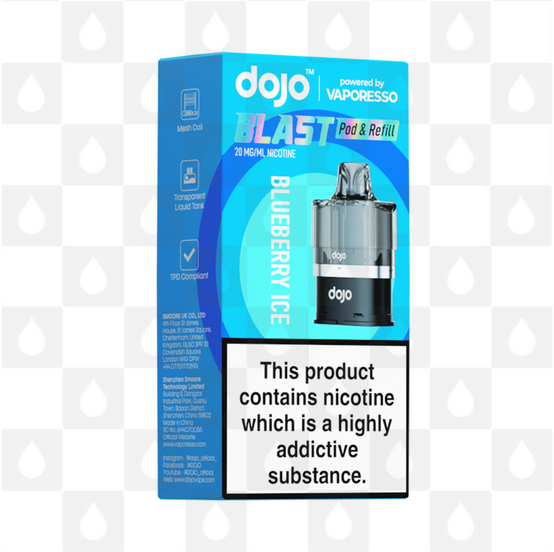 Blueberry Ice | Vaporesso Dojo Blast 6000 Replacement Pods, Strength & Puff Count: 10mg • 6000 Puffs