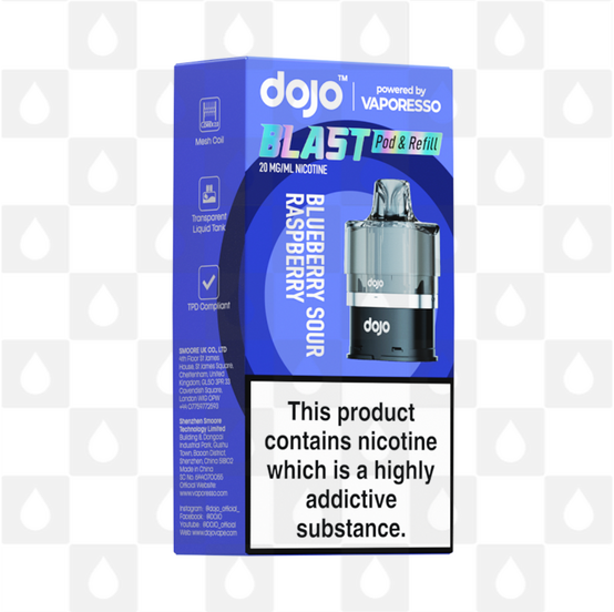 Blueberry Sour Raspberry | Vaporesso Dojo Blast 6000 Replacement Pods, Strength & Puff Count: 10mg • 6000 Puffs