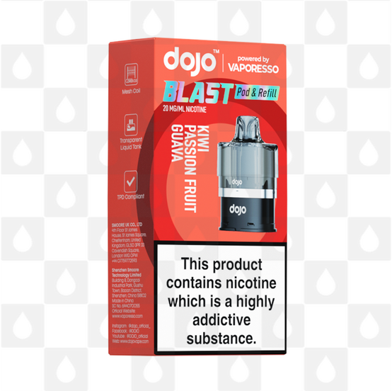 Kiwi Passionfruit Guava | Vaporesso Dojo Blast 6000 Replacement Pods, Strength & Puff Count: 10mg • 6000 Puffs