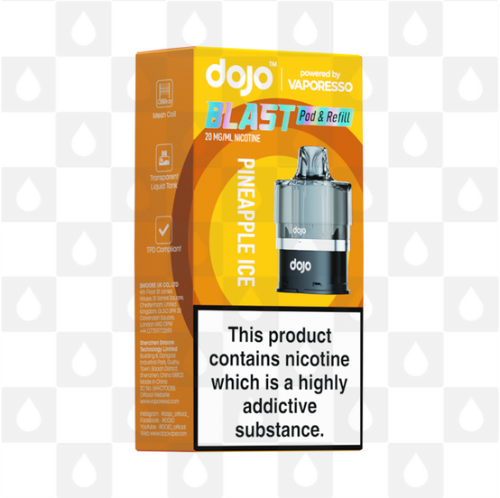 Pineapple Ice | Vaporesso Dojo Blast 6000 Replacement Pods, Strength & Puff Count: 10mg • 6000 Puffs