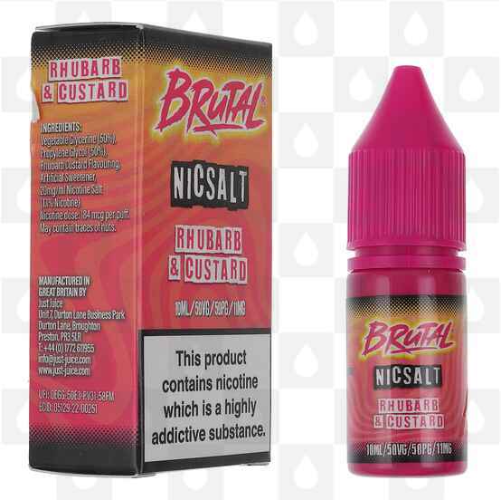 Rhubarb & Custard | Brutal Sweets by Just Juice E Liquid | 10ml Nic Salt, Strength & Size: 20mg • 10ml