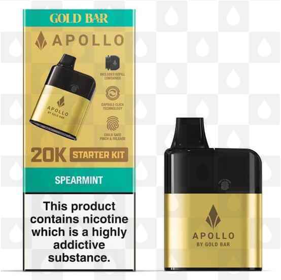 Apollo 20K by Gold Bar | Disposable Vape Kit, Strength & Puff Count: 20mg • 4000 Puffs, Flavour: Spearmint