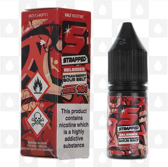 Strawberry Sour Belt by Strapped Reloaded E Liquid | 10ml Nic Salts, Strength & Size: 20mg • 10ml