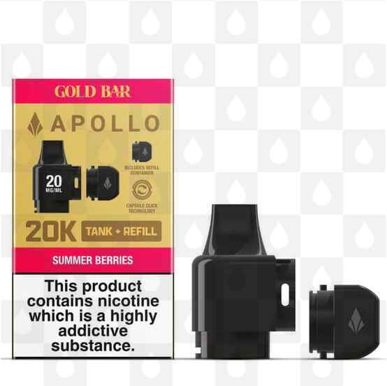 Gold Bar Apollo 20K Replacement Pod & Tank, Strength & Puff Count: 20mg • 4000 Puffs, Flavour: Summer Berries
