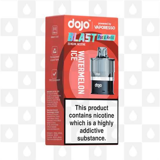 Watermelon Ice | Vaporesso Dojo Blast 6000 Replacement Pods, Strength & Puff Count: 10mg • 6000 Puffs