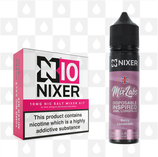 Berry Lemonade by Mix Labs x Nixer E Liquid | 60ml Long Fill, Nicotine Type: Nicotine Salt, Strength & Size: 10mg Salt • 60ml • Inc Shots (50/50)
