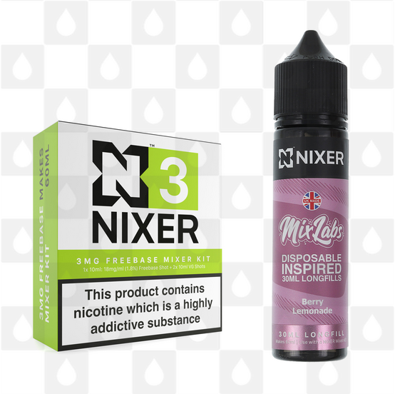 Berry Lemonade by Mix Labs x Nixer E Liquid | 60ml Long Fill, Nicotine Type: Regular Nicotine, Strength & Size: 03mg • 60ml • Inc Shots (70/30)