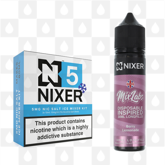 Berry Lemonade by Mix Labs x Nixer E Liquid | 60ml Long Fill, Nicotine Type: Nicotine Salt, Strength & Size: 05mg Ice Salt • 60ml • Inc Shots (50/50)