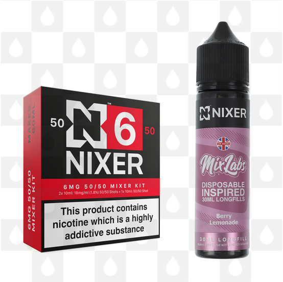 Berry Lemonade by Mix Labs x Nixer E Liquid | 60ml Long Fill, Nicotine Type: Regular Nicotine, Strength & Size: 06mg • 60ml • Inc Shots (50/50)