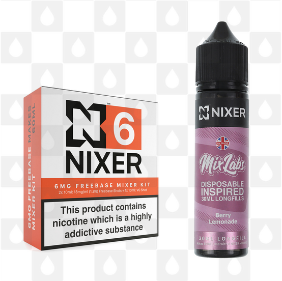Berry Lemonade by Mix Labs x Nixer E Liquid | 60ml Long Fill, Nicotine Type: Regular Nicotine, Strength & Size: 06mg • 60ml • Inc Shots (70/30)