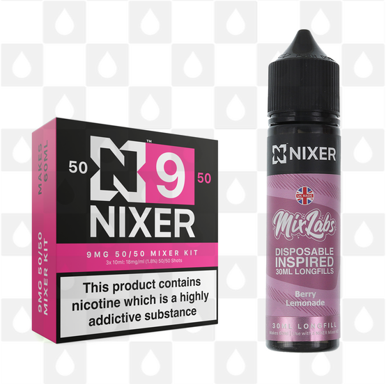 Berry Lemonade by Mix Labs x Nixer E Liquid | 60ml Long Fill, Nicotine Type: Regular Nicotine, Strength & Size: 09mg • 60ml • Inc Shots (50/50)
