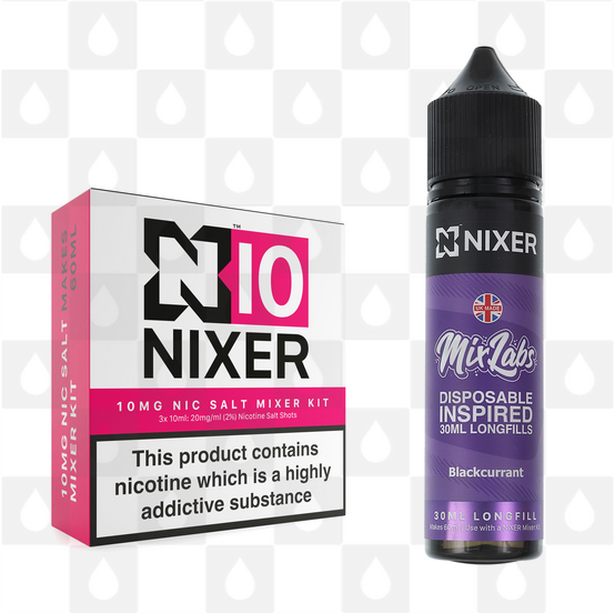 Blackcurrant by Mix Labs x Nixer E Liquid | 60ml Long Fill, Nicotine Type: Nicotine Salt, Strength & Size: 10mg Salt • 60ml • Inc Shots (50/50)