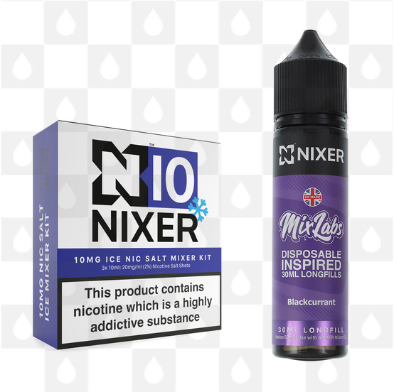 Blackcurrant by Mix Labs x Nixer E Liquid | 60ml Long Fill, Nicotine Type: Nicotine Salt, Strength & Size: 10mg Salt Ice • 60ml • Inc Shots (50/50)