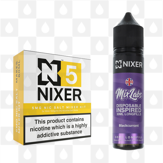 Blackcurrant by Mix Labs x Nixer E Liquid | 60ml Long Fill, Nicotine Type: Nicotine Salt, Strength & Size: 05mg Salt • 60ml • Inc Shots (50/50)