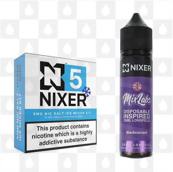 Blackcurrant by Mix Labs x Nixer E Liquid | 60ml Long Fill, Nicotine Type: Nicotine Salt, Strength & Size: 05mg Ice Salt • 60ml • Inc Shots (50/50)