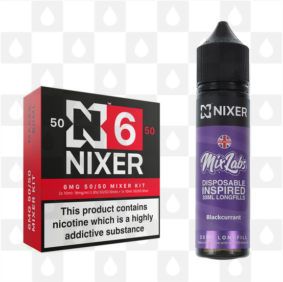 Blackcurrant by Mix Labs x Nixer E Liquid | 60ml Long Fill, Nicotine Type: Regular Nicotine, Strength & Size: 06mg • 60ml • Inc Shots (50/50)