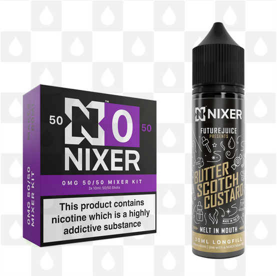 Butterscotch Custard by Future Juice x Nixer E Liquid | 60ml Long Fill, Nicotine Type: Nicotine Free, Strength & Size: 00mg • 60ml • Inc VG/PG Shots (50/50)