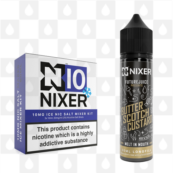 Butterscotch Custard by Future Juice x Nixer E Liquid | 60ml Long Fill, Nicotine Type: Nicotine Salt, Strength & Size: 10mg Salt Ice • 60ml • Inc Shots (50/50)