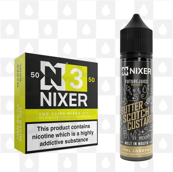 Butterscotch Custard by Future Juice x Nixer E Liquid | 60ml Long Fill, Nicotine Type: Regular Nicotine, Strength & Size: 03mg • 60ml • Inc Shots (50/50)