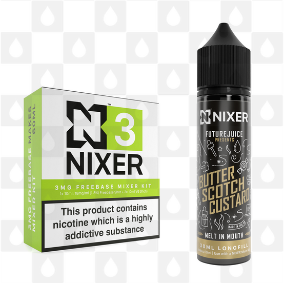Butterscotch Custard by Future Juice x Nixer E Liquid | 60ml Long Fill, Nicotine Type: Regular Nicotine, Strength & Size: 03mg • 60ml • Inc Shots (70/30)