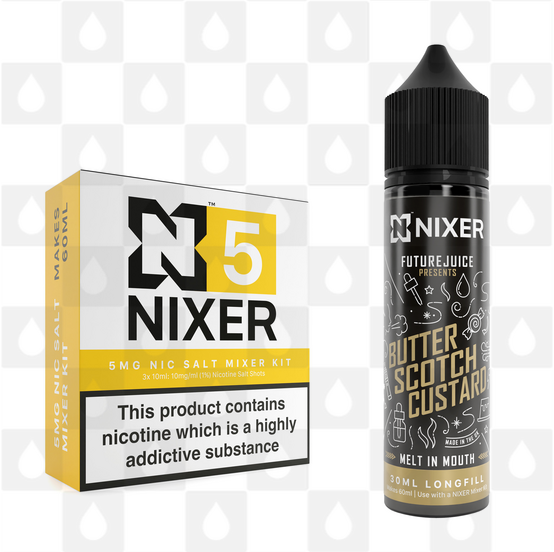 Butterscotch Custard by Future Juice x Nixer E Liquid | 60ml Long Fill, Nicotine Type: Nicotine Salt, Strength & Size: 05mg Salt • 60ml • Inc Shots (50/50)
