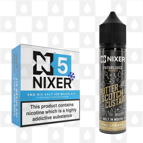 Butterscotch Custard by Future Juice x Nixer E Liquid | 60ml Long Fill, Nicotine Type: Nicotine Salt, Strength & Size: 05mg Ice Salt • 60ml • Inc Shots (50/50)