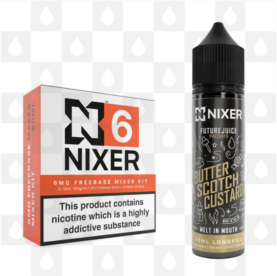 Butterscotch Custard by Future Juice x Nixer E Liquid | 60ml Long Fill, Nicotine Type: Regular Nicotine, Strength & Size: 06mg • 60ml • Inc Shots (70/30)