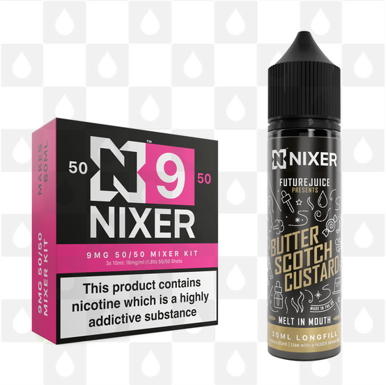 Butterscotch Custard by Future Juice x Nixer E Liquid | 60ml Long Fill, Nicotine Type: Regular Nicotine, Strength & Size: 09mg • 60ml • Inc Shots (50/50)