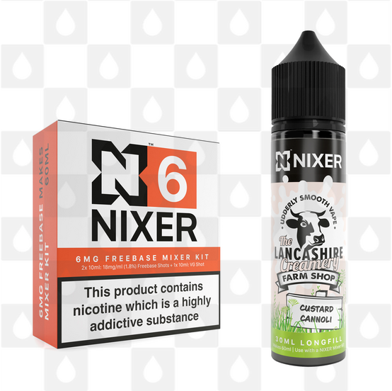 Custard Cannoli by The Lancashire Creamery x Nixer E Liquid | 60ml Long Fill, Nicotine Type: Regular Nicotine, Strength & Size: 06mg • 60ml • Inc Shots (70/30)