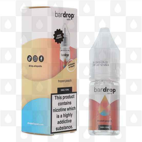 Frozen Peach by Bar Drop E Liquid | 10ml Nic Salt, Strength & Size: 05mg • 10ml