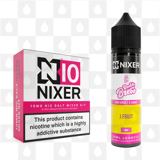 J Fruit by Ohm Brew x Nixer E Liquid | 60ml Long Fill, Nicotine Type: Nicotine Salt, Strength & Size: 10mg Salt • 60ml • Inc Shots (50/50)