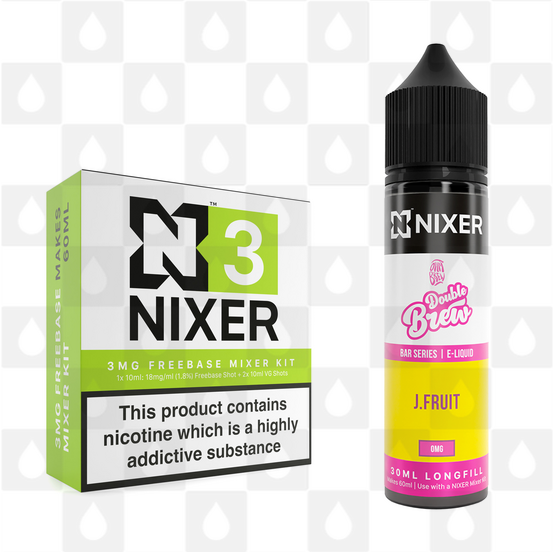 J Fruit by Ohm Brew x Nixer E Liquid | 60ml Long Fill, Nicotine Type: Regular Nicotine, Strength & Size: 03mg • 60ml • Inc Shots (70/30)