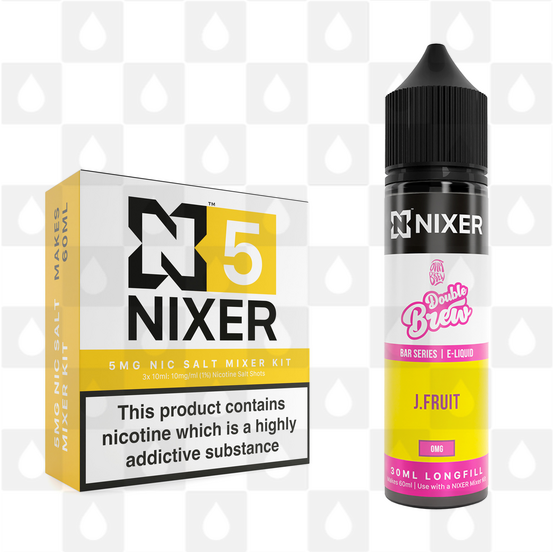 J Fruit by Ohm Brew x Nixer E Liquid | 60ml Long Fill, Nicotine Type: Nicotine Salt, Strength & Size: 05mg Salt • 60ml • Inc Shots (50/50)