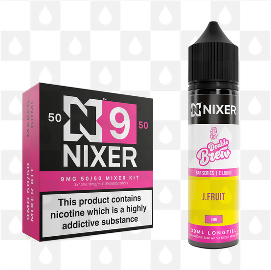 J Fruit by Ohm Brew x Nixer E Liquid | 60ml Long Fill, Nicotine Type: Regular Nicotine, Strength & Size: 09mg • 60ml • Inc Shots (50/50)